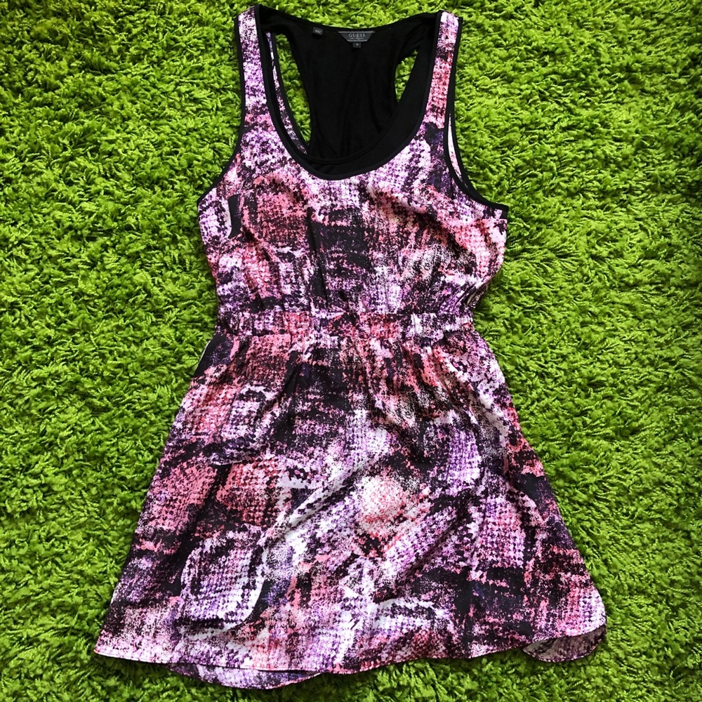 Guess Los Angeles Purple Abstract Print Dress